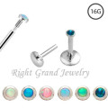 16 Gauge Internally Threaded Opal Cheap Lip Rings